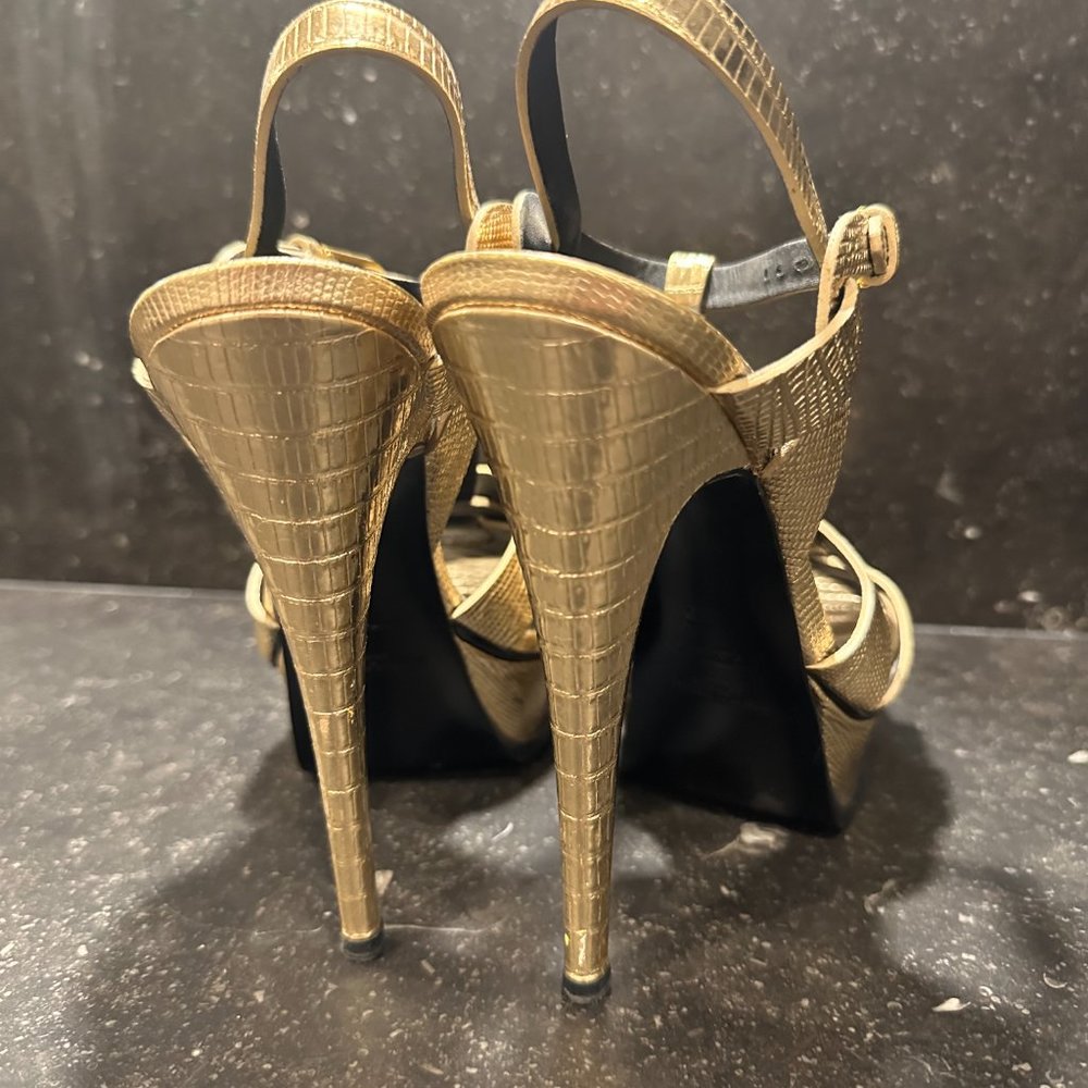 Saint Laurent Ysl Gold T Platform Heel Gem